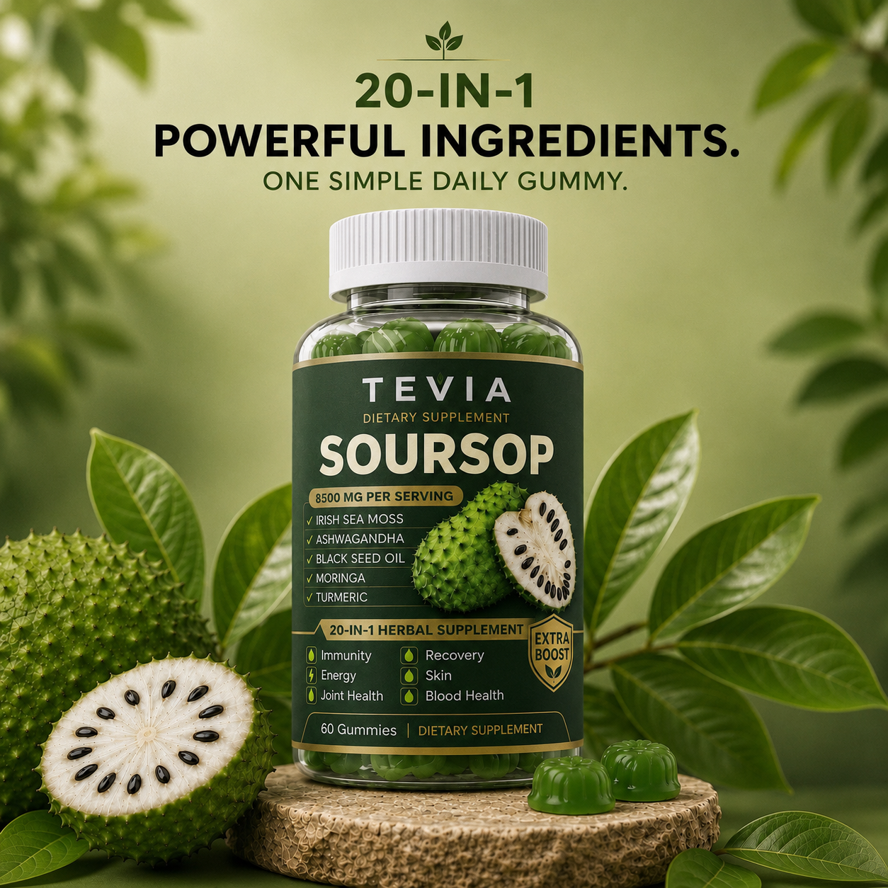 Tevia 20-in-1 Soursop Gummies