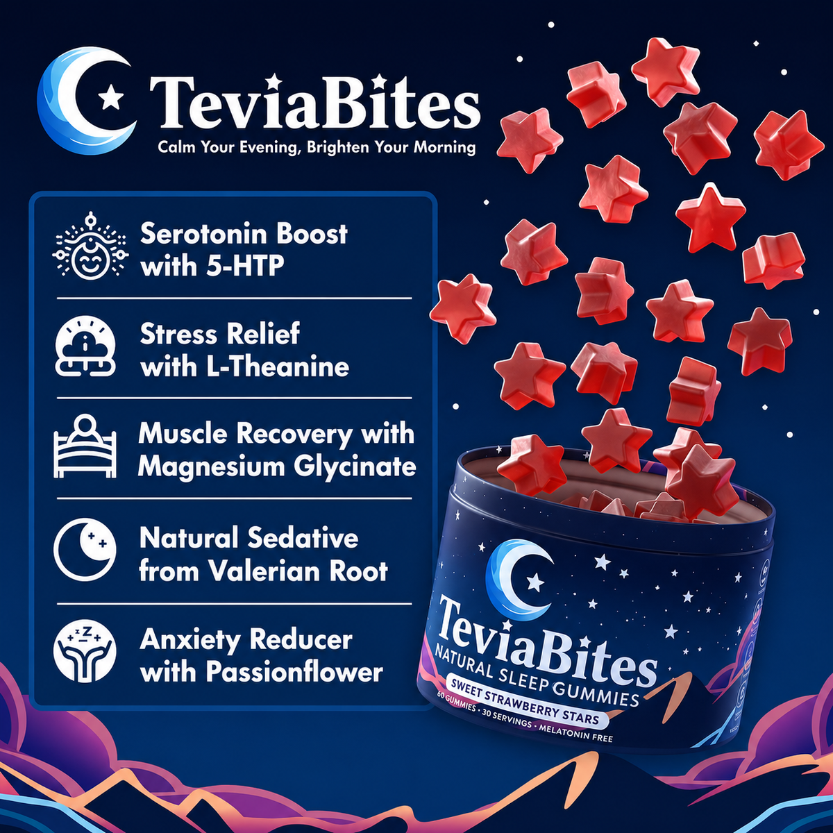 TeviaBites™ Natural Sleep Gummies