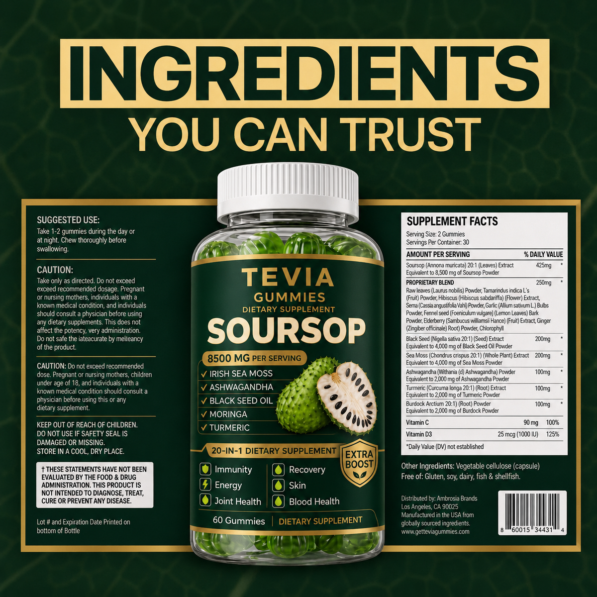 Tevia 20-in-1 Soursop Gummies