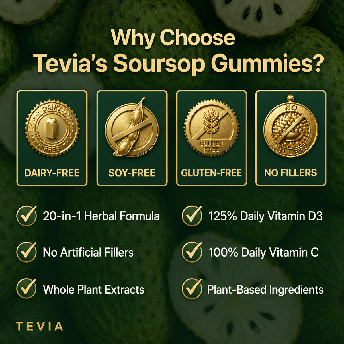 Tevia 20-in-1 Soursop Gummies